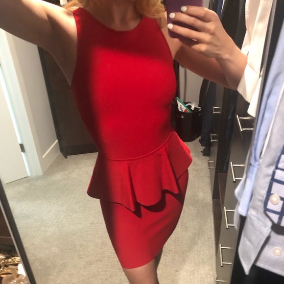 Bcbg red peplum dress - Picture 1 of 5